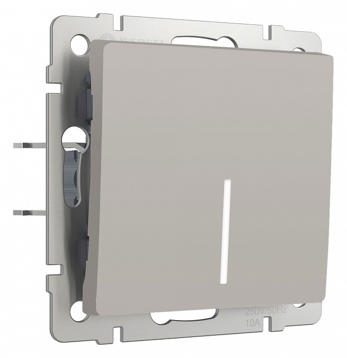 Выключатель проходной одноклавишный с подсветкой без рамки Werkel дымчатый W1212104 в интернет-магазине "Галерея света"