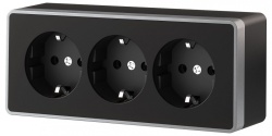 Розетка тройная с заземлением и со шторками Werkel Gallant (черный с серебром) W5073134 в интернет-магазине "Галерея света"
