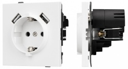 Розетка с заземлением и 2хUSB type A, без рамки Arlight SCT-TENDO 054082 в интернет-магазине "Галерея света"