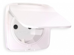 Накладка для розетки влагозащищенной с заземлением и со шторками с крышкой Ambrella Volt OMEGA OP2080 в интернет-магазине "Галерея света"