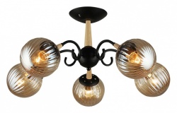 Люстра на штанге 04886-0.3-05 BK+WOOD в интернет-магазине "Галерея света"