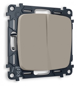 Выключатель проходной двухклавишный без рамки Ambrella Volt OMEGA MO363020 в интернет-магазине "Галерея света"