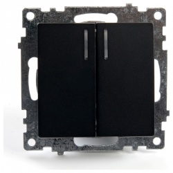 Выключатель двухклавишный с подсветкой без рамки Stekker Катрин 39607 в интернет-магазине "Галерея света"