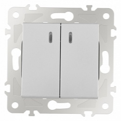 Выключатель двухклавишный с подсветкой без рамки Arte Milano 203 203.31-2.silver в интернет-магазине "Галерея света"