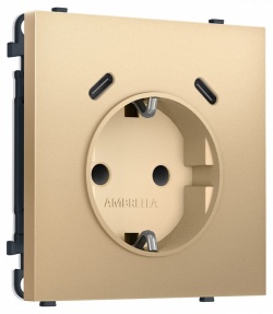 Розетка с заземлением и со шторкой и 2хUSB C, без рамки Ambrella Volt MS MS890510 в интернет-магазине "Галерея света"