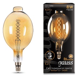 Лампа светодиодная Gauss LED Vintage Filament Flexible E27 8Вт 2400K 152802008 в интернет-магазине "Галерея света"