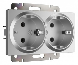 Розетка двойная с заземлением, без рамки Werkel Серебряный W1172006 в интернет-магазине "Галерея света"