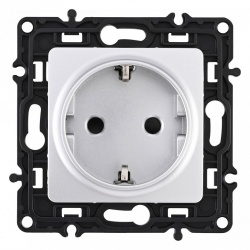 Розетка с заземлением и со шторкой, без рамки Arte Milano am-217 217.40-1.silver в интернет-магазине "Галерея света"