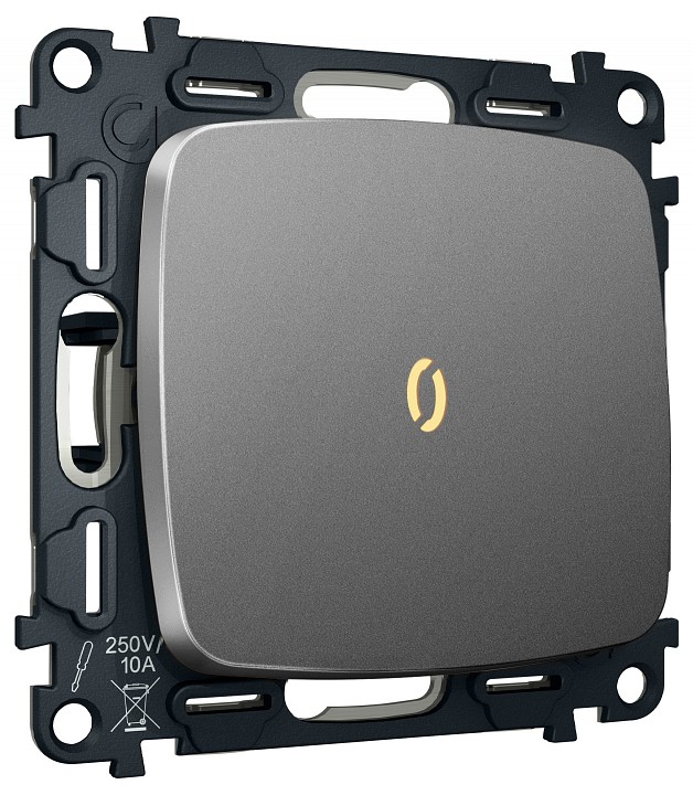 Выключатель самовозвратный одноклавишный с подсветкой, без рамки Ambrella Volt MO MO652050 в интернет-магазине "Галерея света"