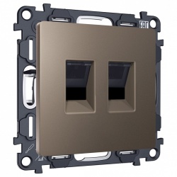 Розетка двойная Ethernet RJ-45 и со шторками, без рамки Ambrella Volt ALFA MA642110 в интернет-магазине "Галерея света"