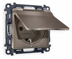 Розетка с заземлением и со шторкой, без рамки с крышкой Ambrella Volt ALFA MA638010 в интернет-магазине "Галерея света"