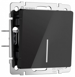 Выключатель проходной одноклавишный с подсветкой без рамки Werkel черный акрил W1112148 в интернет-магазине "Галерея света"