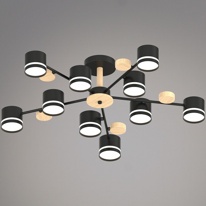 Люстра на штанге 68730-0.3-10 GX53 BK+WOOD в интернет-магазине "Галерея света"