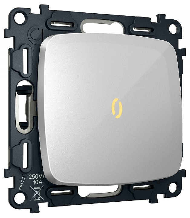 Выключатель самовозвратный одноклавишный с подсветкой, без рамки Ambrella Volt MO MO402050 в интернет-магазине "Галерея света"