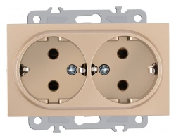Розетка двойная с заземлением, без рамки Arte Milano am-206 206.40-2.shampan в интернет-магазине "Галерея света"