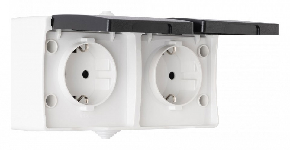 Блок с розетками влагозащищенными с заземлением и крышкой Arte Milano am-309 309.40-2.grey в интернет-магазине "Галерея света"