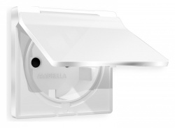 Накладка для розетки влагозащищенной с заземлением и со шторками с крышкой Ambrella Volt ALFA AP1080 в интернет-магазине "Галерея света"