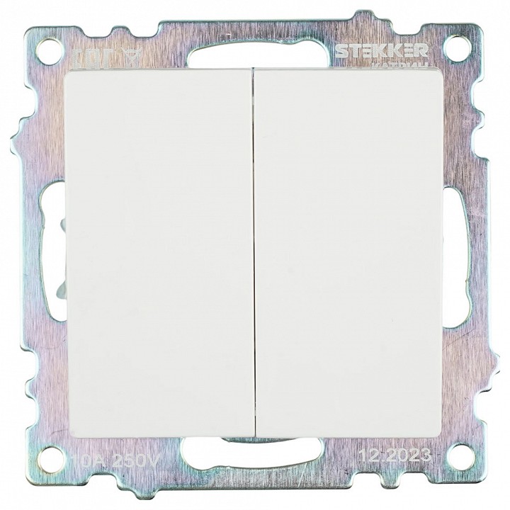 Переключатель двухклавишный без рамки Stekker Катрин 49166 в интернет-магазине "Галерея света"