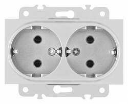 Розетка двойная с заземлением, без рамки Arte Milano am-203 203.40-2.silver в интернет-магазине "Галерея света"