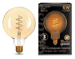 Лампа светодиодная Gauss LED Filament Flexible E27 6Вт 2400K 158802008 в интернет-магазине "Галерея света"