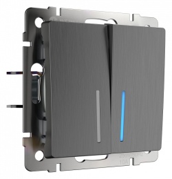 Выключатель двухклавишный с подсветкой без рамки Werkel графит рифленый W1120104 в интернет-магазине "Галерея света"