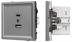 Розетка 2хUSB type A и C без рамки Arlight SCT-TENDO 054096 в интернет-магазине "Галерея света"