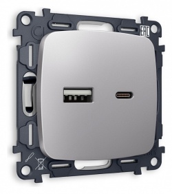 Розетка 2хUSB type A и C без рамки Ambrella Volt OMEGA MO511010 в интернет-магазине "Галерея света"