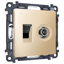 ТВ-розетка и розетка Ethernet RJ-45 без рамки Ambrella Volt ALFA MA612510 в интернет-магазине "Галерея света"