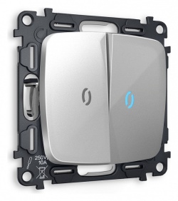 Выключатель проходной двухклавишный с подсветкой без рамки Ambrella Volt OMEGA MO404040 в интернет-магазине "Галерея света"