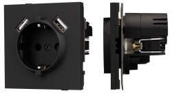 Розетка с заземлением и 2хUSB type A, без рамки Arlight SCT-TENDO 054603 в интернет-магазине "Галерея света"