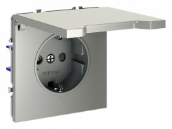 Розетка с заземлением и со шторкой, без рамки с крышкой Voltum S70 VLS040305 в интернет-магазине "Галерея света"