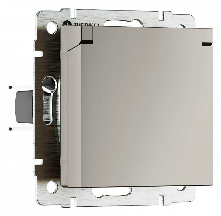 Розетка влагозащищенная с заземлением и со шторкой с крышкой Werkel дымчатый W1271204 в интернет-магазине "Галерея света"