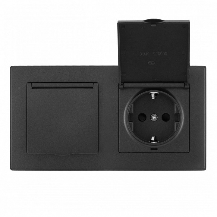 Розетка влагозащищенная с заземлением и со шторкой с крышкой Arte Milano SET06-2 SET06-2-41-1x2 black в интернет-магазине "Галерея света"