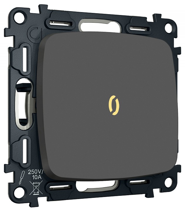 Выключатель самовозвратный одноклавишный с подсветкой, без рамки Ambrella Volt MO MO902050 в интернет-магазине "Галерея света"