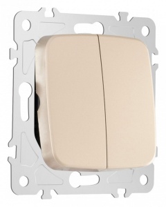 Выключатель проходной двухклавишный без рамки Arte Milano 205 205.32-2.shampan в интернет-магазине "Галерея света"