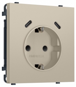 Розетка с заземлением и со шторкой и 2хUSB C, без рамки Ambrella Volt MS MS350510 в интернет-магазине "Галерея света"