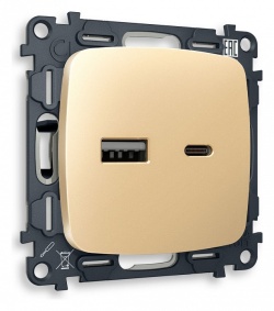 Розетка 2хUSB type A и C без рамки Ambrella Volt OMEGA MO611010 в интернет-магазине "Галерея света"