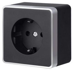 Розетка с заземлением Werkel Gallant (черный с серебром) W5071034 в интернет-магазине "Галерея света"