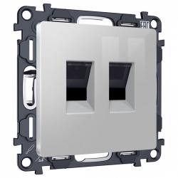 Розетка двойная Ethernet RJ-45 и со шторками, без рамки Ambrella Volt ALFA MA412110 в интернет-магазине "Галерея света"