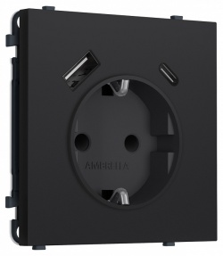 Розетка с заземлением и со шторкой и 2хUSB type A и C, без рамки Ambrella Volt MS MS990010 в интернет-магазине "Галерея света"