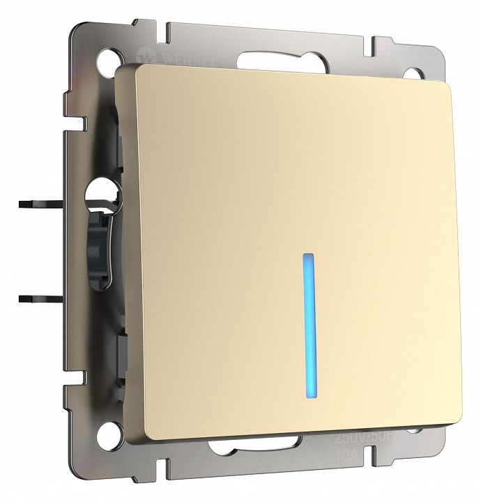 Выключатель проходной одноклавишный с подсветкой без рамки Werkel шампань W1112111 в интернет-магазине "Галерея света"