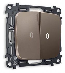 Выключатель проходной двухклавишный с подсветкой без рамки Ambrella Volt OMEGA MO634035 в интернет-магазине "Галерея света"