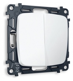 Выключатель проходной двухклавишный без рамки Ambrella Volt OMEGA MO123020 в интернет-магазине "Галерея света"