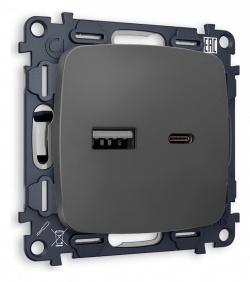 Розетка 2хUSB type A и C без рамки Ambrella Volt OMEGA MO911010 в интернет-магазине "Галерея света"