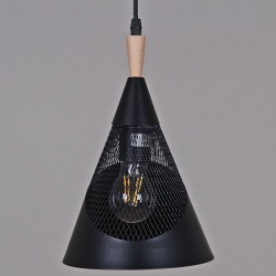 Подвесной светильник 03250-3.9-01 BK+WOOD в интернет-магазине "Галерея света"