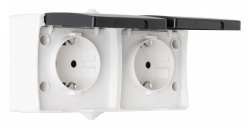 Блок с розетками влагозащищенными с заземлением и крышкой Arte Milano am-309 309.40-2.grey в интернет-магазине "Галерея света"