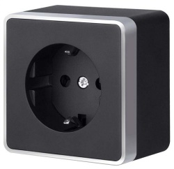 Розетка с заземлением и со шторкой Werkel Gallant (черный с серебром) W5071134 в интернет-магазине "Галерея света"