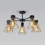 Люстра на штанге Eurosvet Trappola 70107/5 черный/латунь в интернет-магазине "Галерея света"