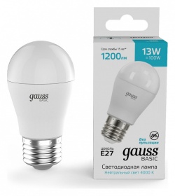 Лампа светодиодная Gauss Basic E27 13Вт 4000K 10502232 в интернет-магазине "Галерея света"