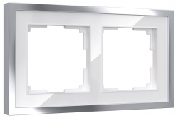 Рамка на 2 поста Werkel Baguette белый/серебро W0022850 в интернет-магазине "Галерея света"